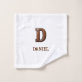 Monogramme Initial en Cuir Outilé Occidental D (Gant de toilette)
