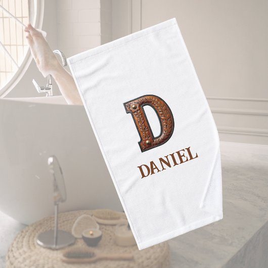 Monogramme Initial en Cuir Outilé Occidental D