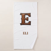 Monogramme Initial en Cuir Outilé Occidental E (Serviette de bain)
