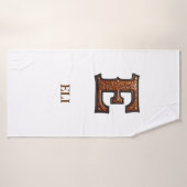 Monogramme Initial en Cuir Outilé Occidental E (Serviette de bain)