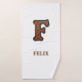Monogramme Initial en Cuir Outilé Occidental F (Serviette de bain)