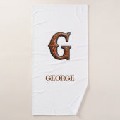 Monogramme Initial en Cuir Outilé Occidental G (Serviette de bain)