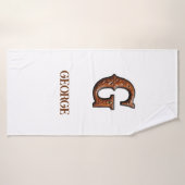 Monogramme Initial en Cuir Outilé Occidental G (Serviette de bain)
