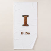 Monogramme Initial en Cuir Outilé Occidental I (Serviette de bain)