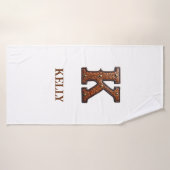 Monogramme Initial en Cuir Outilé Occidental K (Serviette de bain)
