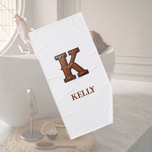 Monogramme Initial en Cuir Outilé Occidental K