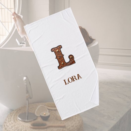 Monogramme Initial en Cuir Outilé Occidental L