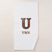 Monogramme Initial en Cuir Outilé Occidental U (Serviette de bain)