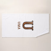 Monogramme Initial en Cuir Outilé Occidental U (Serviette de bain)