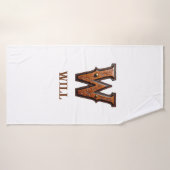 Monogramme Initial en Cuir Outilé Occidental W (Serviette de bain)