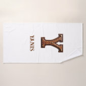 Monogramme Initial en Cuir Outilé Occidental Y (Serviette de bain)