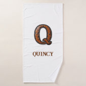 Monogramme Initial en Cuir Outils de l'Ouest Q (Serviette de bain)