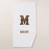 Monogramme initial en cuir ouvragé occidental M (Serviette de bain)