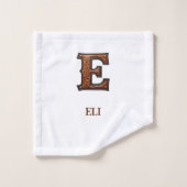 Monogramme initial en cuir travaillé occidental E (Gant de toilette)