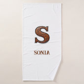 Monogramme initial en cuir travaillé occidental S (Serviette de bain)