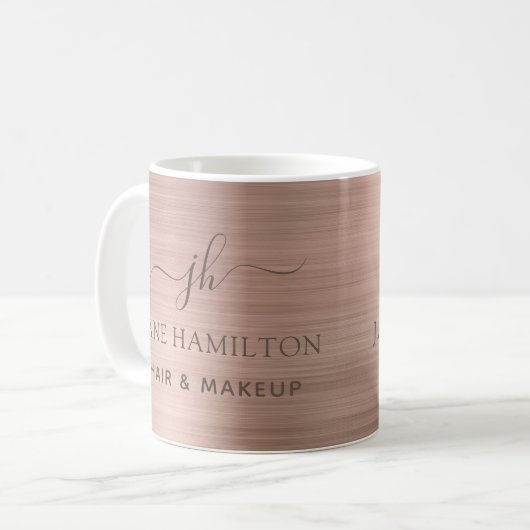 Monogramme initial et nom café Mug (Devant gauche)