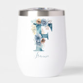 Monogramme Initial F Blue Floral Aquarelle Cadeau (Avant)