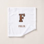Monogramme Initial F Cuir Outilé Occidental (Gant de toilette)