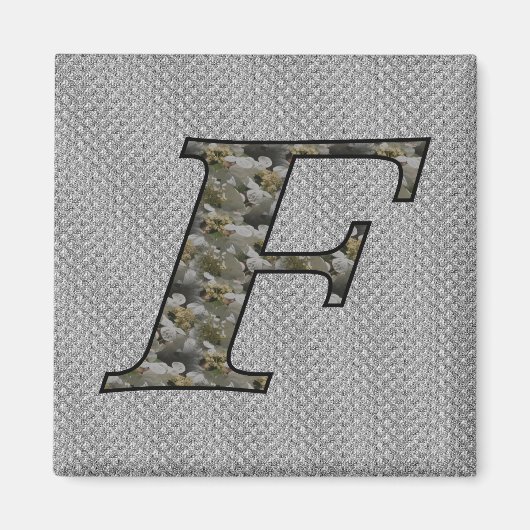 Monogramme Initial F Hydrangea Aimant Floral (Devant)