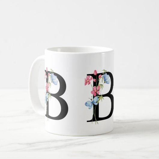 Monogramme initial floral B Mug (Devant gauche)
