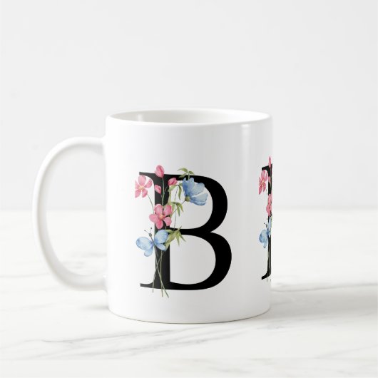 Monogramme initial floral B Mug (Gauche)