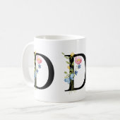 Monogramme initial floral D Mug (Devant gauche)