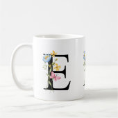 Monogramme initial floral E Mug (Gauche)
