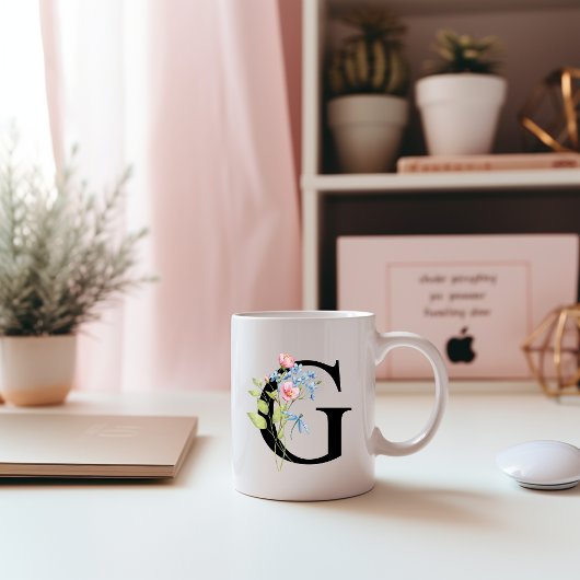 Monogramme initial floral G Mug