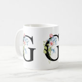 Monogramme initial floral G Mug (Devant gauche)