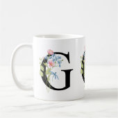 Monogramme initial floral G Mug (Gauche)