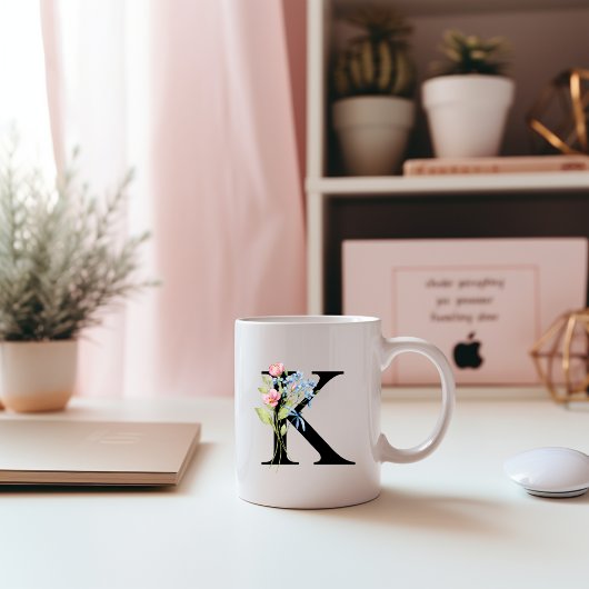 Monogramme initial floral K Mug