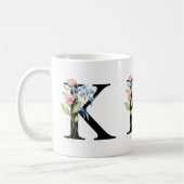 Monogramme initial floral K Mug (Gauche)
