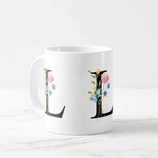 Monogramme initial floral L Mug (Devant gauche)