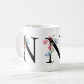 Monogramme initial floral N Mug (Devant gauche)