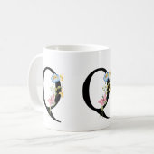 Monogramme initial floral Q Mug (Devant gauche)