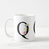 Monogramme initial floral Q Mug (Gauche)