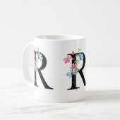 Monogramme initial floral R Mug (Devant gauche)