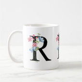 Monogramme initial floral R Mug (Gauche)