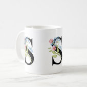 Monogramme initial floral S Mug (Devant gauche)