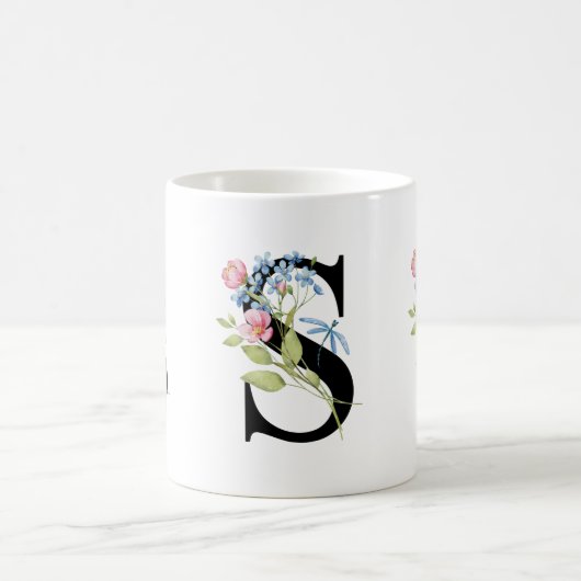 Monogramme initial floral S Mug (Centre)