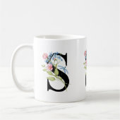 Monogramme initial floral S Mug (Gauche)