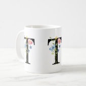 Monogramme initial floral T Mug (Devant gauche)