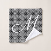 Monogramme initial géométrique noir et blanc (Gant de toilette)