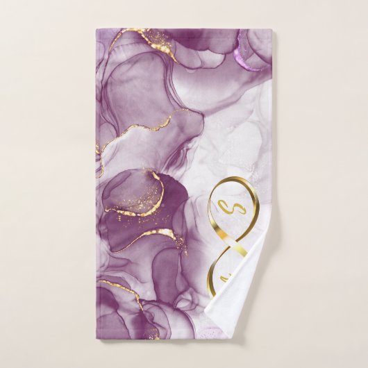 Monogramme initial Gold Infinity sur le violet et  (Serviette à main)