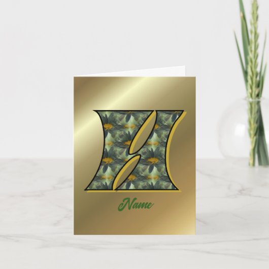Monogramme Initial H Art Personnalisé Fleurs (Devant)