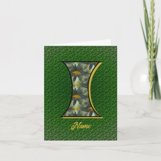 Monogramme Initial I Art Personnalisé Fleurs (Devant)