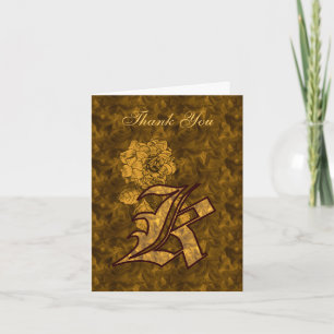 Monogramme initial K Gold Satin Peine Carte de rem