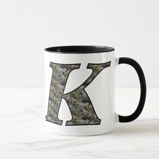 Monogramme Initial K Hydrangea Floral Mug (Droite)