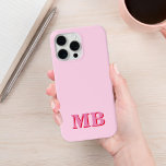 Monogramme initial minimaliste rose moderne<br><div class="desc">Boîtier de téléphone Monogramme initial rose rouge minimaliste moderne. Créez votre propre coque iphone personnalisé avec un nom initial personnalisé.</div>