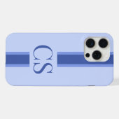 Monogramme Initial Moderne Minimaliste Bleu (Verso Horizontal)